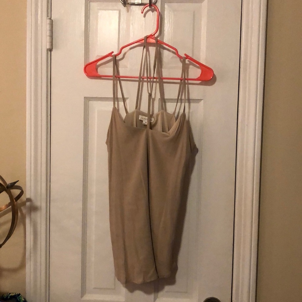 Beige fun strapped tank top